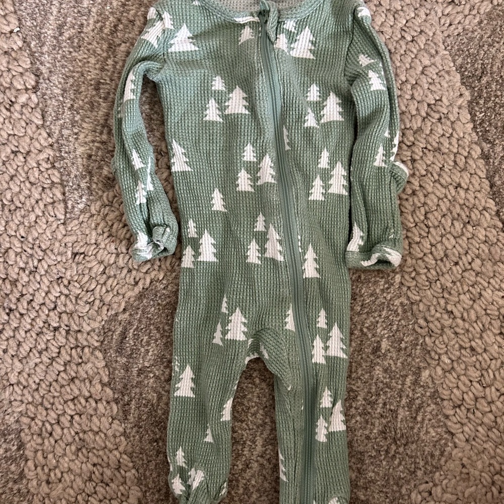 Forest Green Tree Print Kids Footie